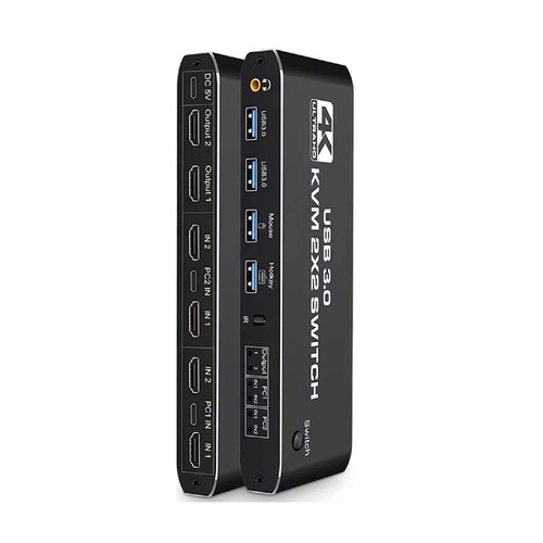 2 in 2 out Dual Monitor HDMI KVM Switch Display USB 3.0 HDMI KVM Switch - 第 4/11 張圖片