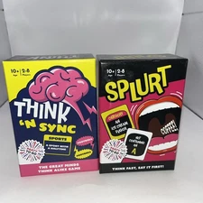 Lot of 2- SPLURK!, THINK 'N SYNC Gamewright Travel Card Games Ages 10+