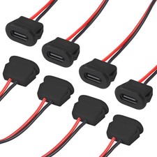8pcs Type-C Female Chassis Waterproof 2P Solder Wire Type USB C Pigtail Cable...