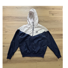 Nike Sportswear Men's Hooded Full-Zip Windbreaker Jacket White/Blue M