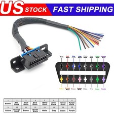 30cm 16pin Diagnostic Universal Obd2 Female Connector To Open Obd Cable Plug Hot