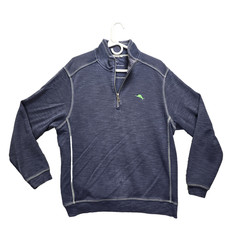 Tommy Bahama Tobago Sweater Mens Medium Quarter Zip Relax Sweatshirt Ribbed Cuff