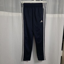 adidas Youth Track Pants Size M 10/12 Navy Blue White 3 Stripe Athletic Joggers