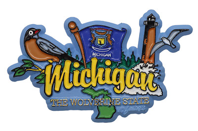 Magnete Da Frigorifero Souvenir Collezionabile – Michigan State Elements, In PVC Resistente