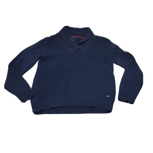 Tommy Hilfiger Boy's Navy Blue Pullover Long Sleeve Shawl Collar Knit Sweater M - Picture 1 of 6