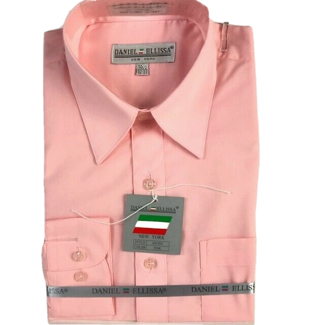 Daniel Ellissa Men's Pink Dress Shirt Convertible Cuffs Pocket Sizes 14