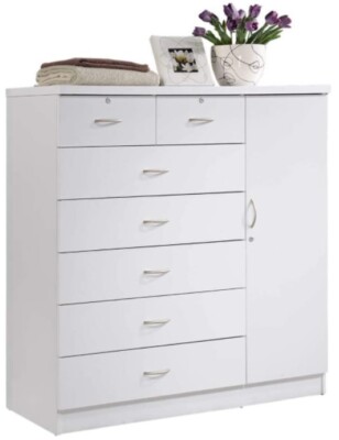 Comoda Ropero Blanca Grande Con 7 Cajones Y Puerta Cajonera Para