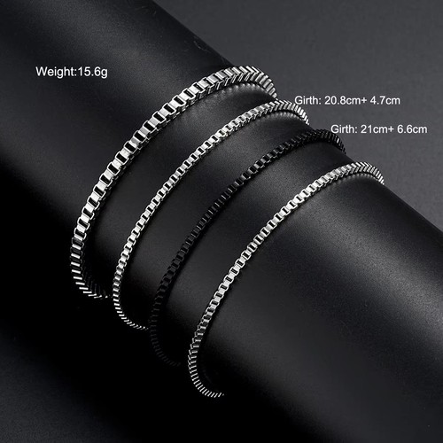 4Pcs Stainless Steel Cuban Chain Bracelets Men Silver Adjustable Jewelry - Picture 6 of 24