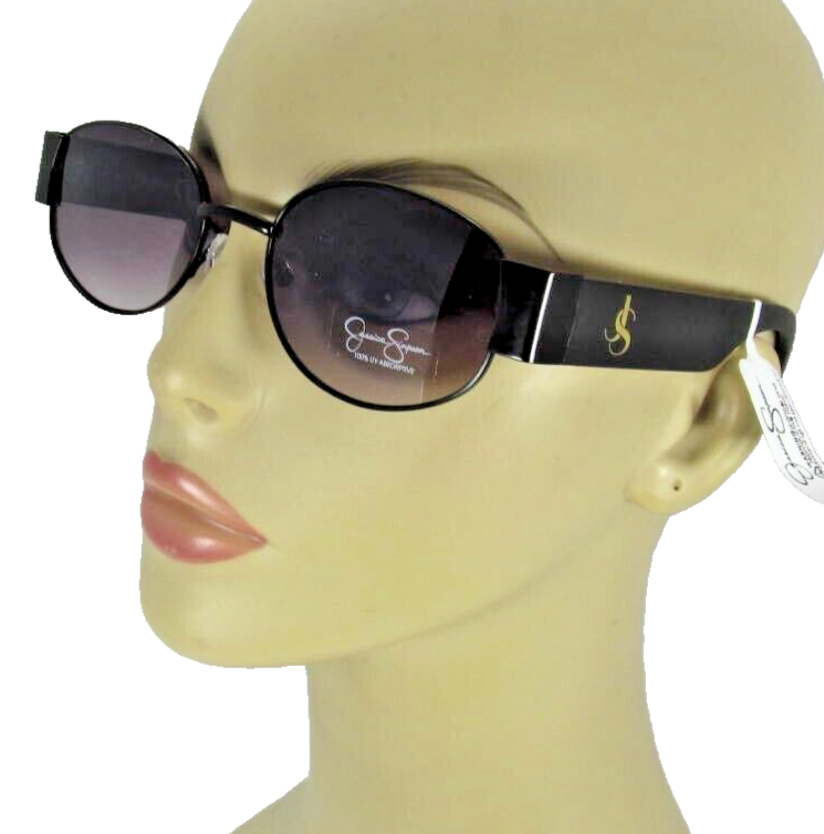 JESSICA SIMPSON Oval Sunglasses Matte Black Frame Large Gold