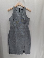 Banana Republic Plaid Sleeveless Straight Pencil Dress with Slit, Size-10 Petite