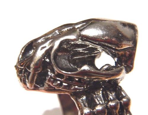 ANILLO UNISEX CALAVERA DE LEÓN articulado mandíbula gato animal plata metal motociclista punk talla 10 T3 - Imagen 12 de 12