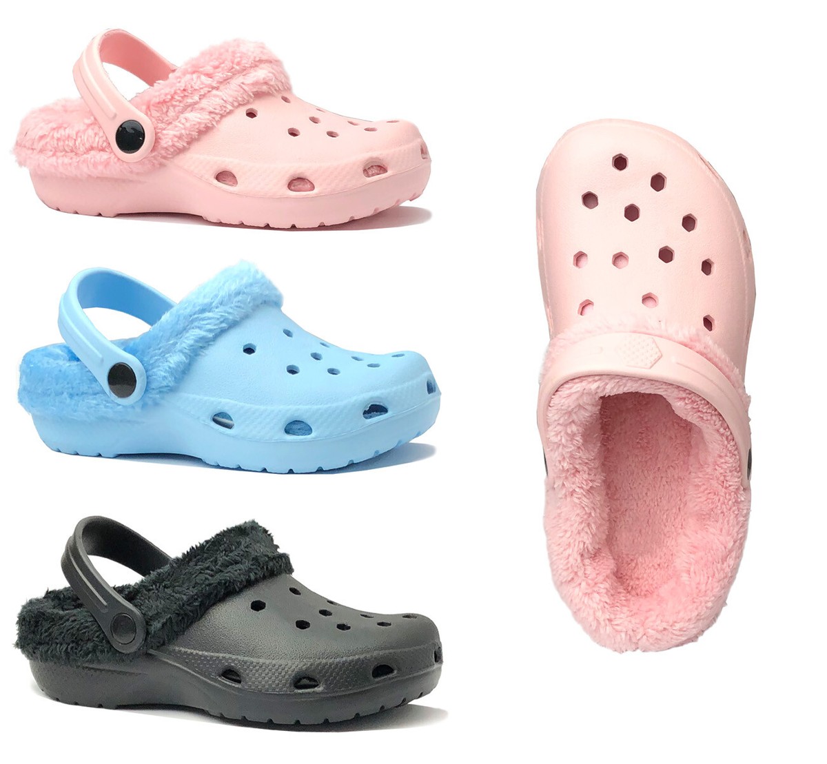New Kids' Clog with Faux Fur Lining Comfort Unisex Slipper Indoor