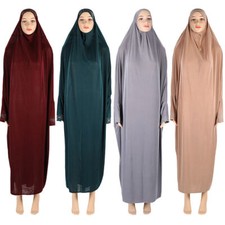 Ramadan Muslim Women Prayer Dress Hijab Overhead Burqa Islamic Kaftan Arab Robe