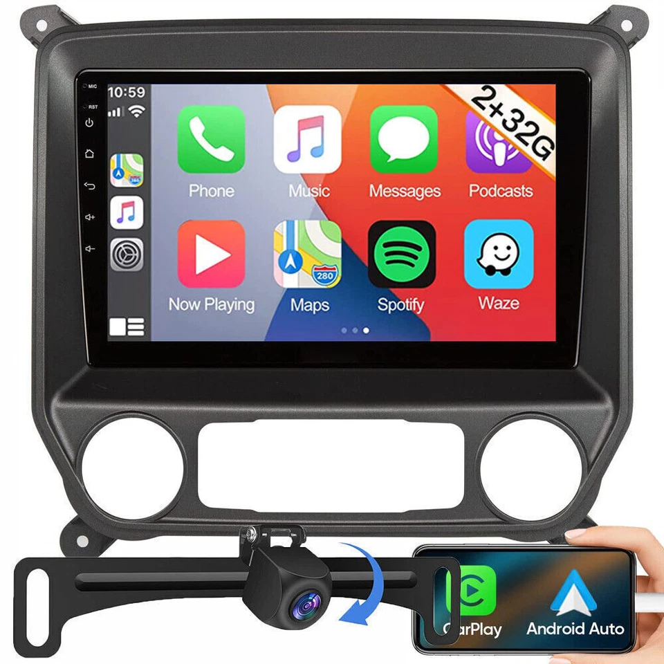 For 2014 2015 2016 Chevrolet Silverado 1500 Apple Carplay Radio Android 13 GPS - Image 3 of 4