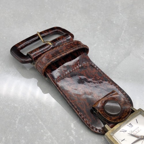 Vintage Lucerne Square Watch, Small Second Hand, Gold Tone, Wide Strap - Picture 5 of 11