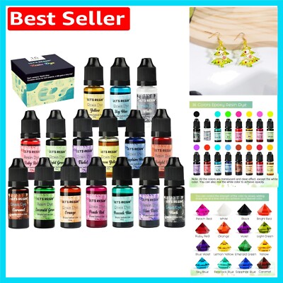 Anfängerfreundliches 16 Farben Harz Farbstoff Set - 10ml Flaschen für Basteln und Schmuck