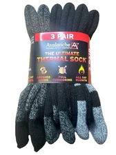 Avalanche Men Ultimate Thermal Crew Socks 6-12 Shoe Size 3 Pairs Thick Black