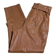 Commando High Rise Control Straight Leg Faux Leather Pants Women’s M Brown Belt