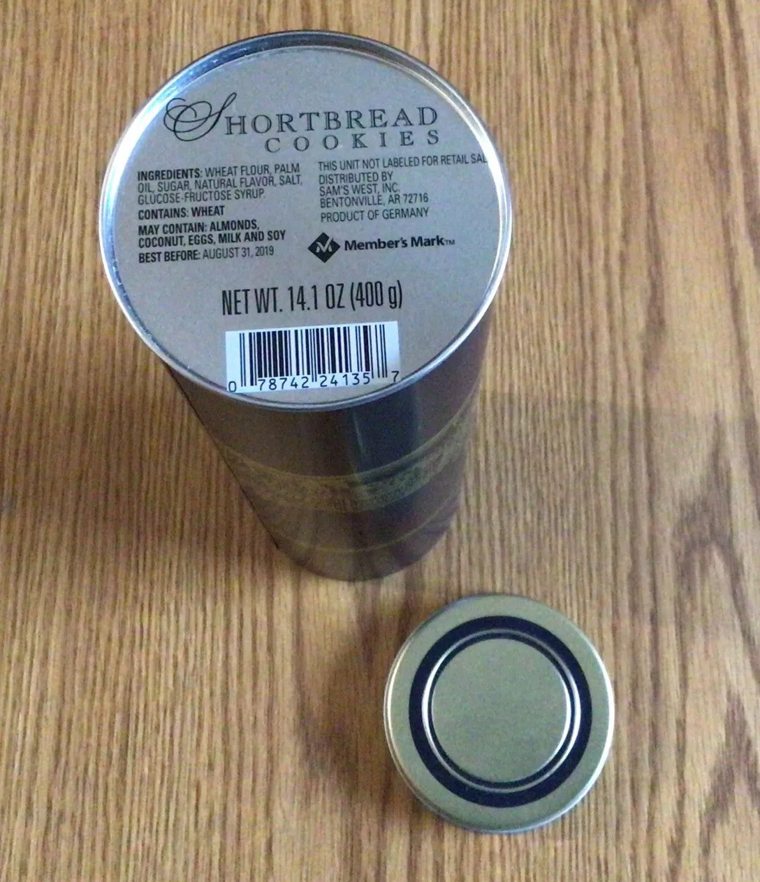 MEMBER'S MARK,GERMAN SHORTBREAD COOKIES TIN,10",8/31/2019 Exp. Date