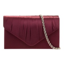 Women Pleated Satin Clutch Bag Evening Wedding Bridal Cocktail Party Prom Bag