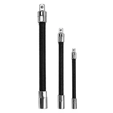3-Piece Flexible Socket Extension Bar Set 1/2" 1/4" 3/8" Shaft Drive 10" 8" 6" 