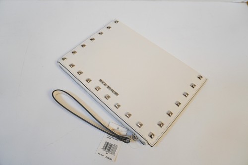 MICHAEL KORS JET SET TRAVEL XL CLUTCH WRISTLET OPTIC WHITE/SILVER TONED STUDS - Picture 5 of 12