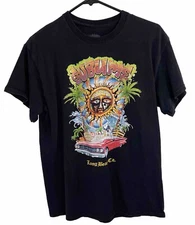 Sublime Graphic T-Shirt Sun Face Logo Mens M Long Beach Black Short Sleeve