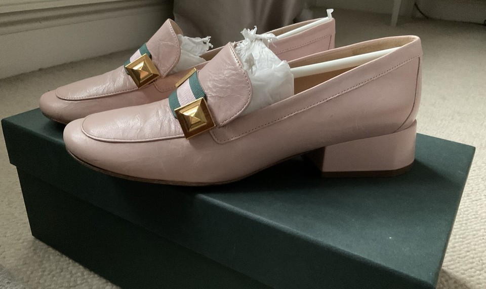 Mulberry Keeley Ribbon Pyramid Powder Pink Goatskin Leather Loafer Size