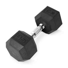 35lb Black Dumbbell Rubber Coated Hex Dumbbell for Home Gym, Single Dumbbell US