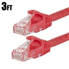 3FT CAT6 RJ45 Ethernet LAN Network Patch Cable UTP Stranded Copper 24AWG Red