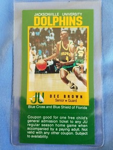 Dee Brown College Basketball Card,1989-90 Jacksonville University, Sr. Yr,