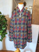 FRENCH RAGS Woven Cardigan Sweater Jacket Multicolor Size S Vintage 90's