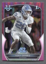 2022 Bowman University Chrome Pink Refractor #75 Tony Grimes 1st
