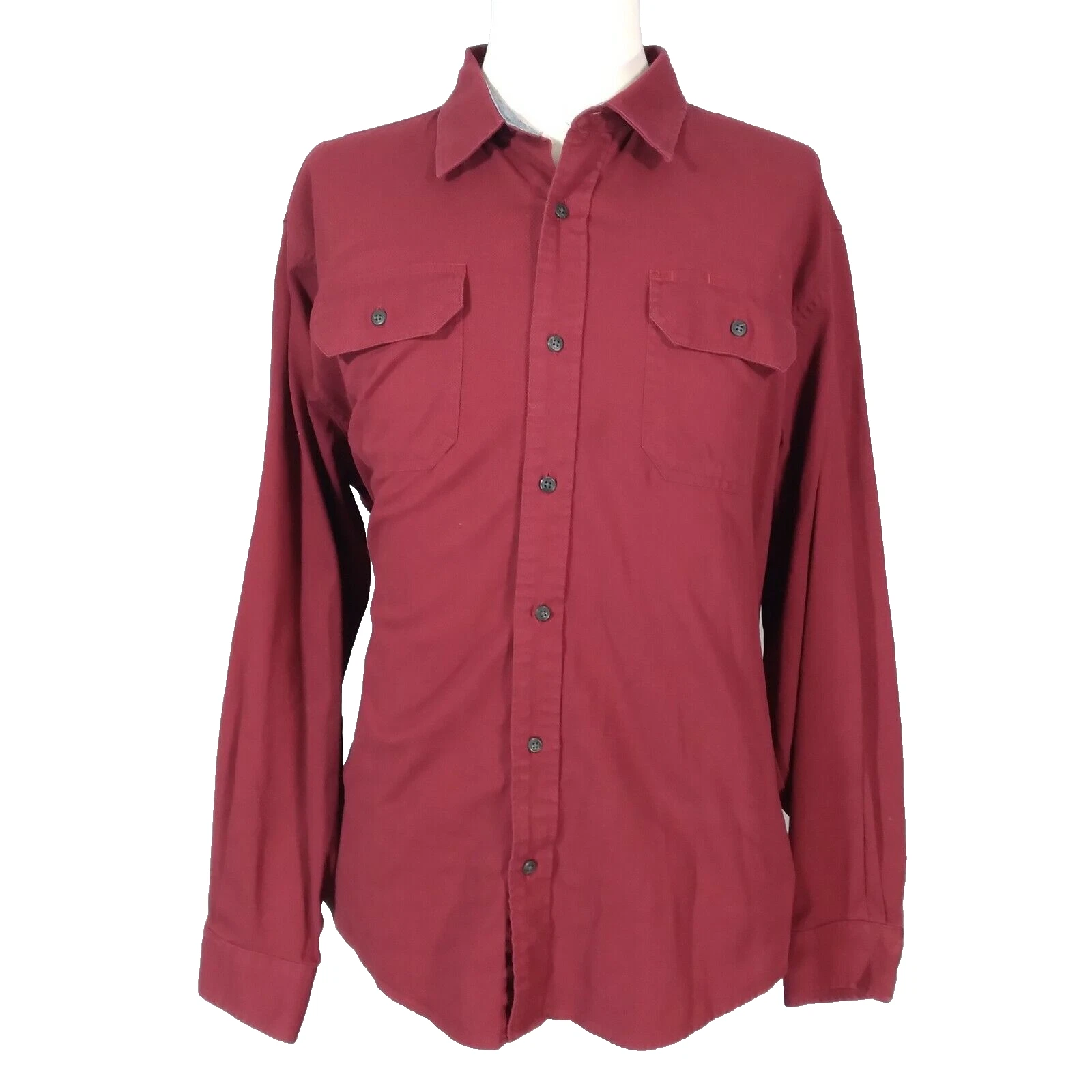 Wrangler Shirt men's extra large red long sleeve Comfort Flex cotton outdoor