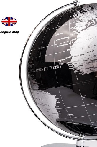Stylish 10" Black World Globe with Rotating Stainless Steel Base for Home/Office - Picture 9 of 11