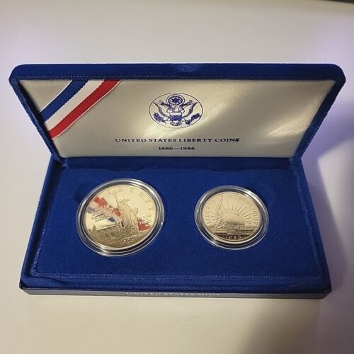 United States Liberty Coins 1886-1986 Silver Dollar & Half Dollar Mint - Afbeelding 1 van 8
