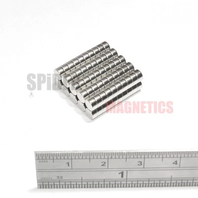 SPIDER MAGNETICS 100 Strong Magnets 4x2 mm Neodymium Disc Small Round Craft Fridge 4mm dia x 2mm