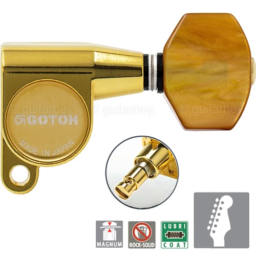 NEW Gotoh SG360-P8 MG Magnum Locking Tuning Keys Set 6 in line MINI Tuners GOLD