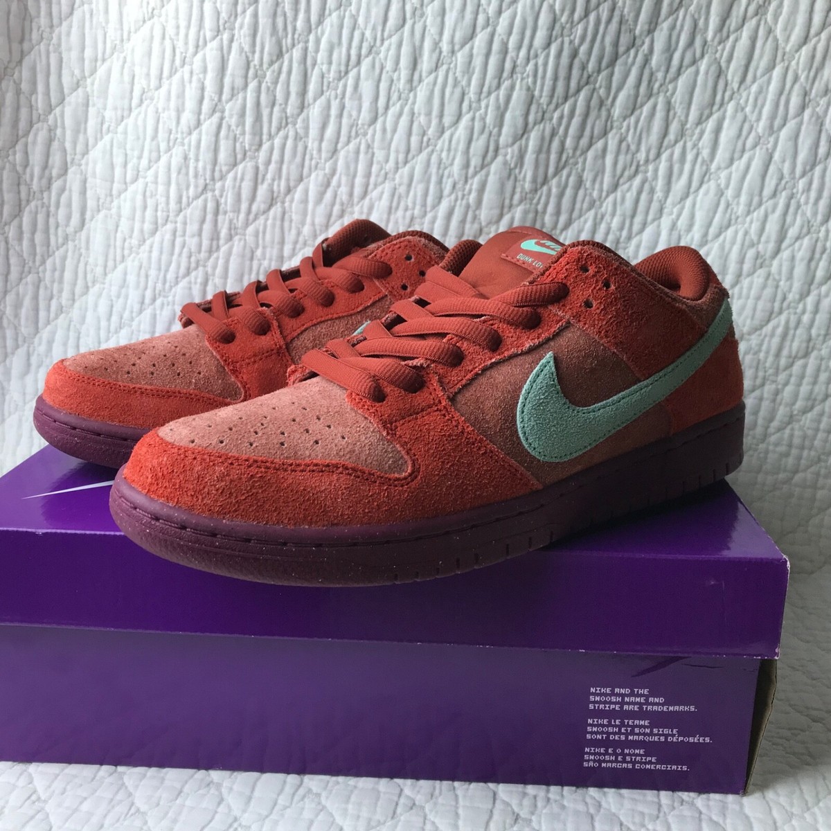 Nike SB Dunk Low Pro PRM Shoes Men's SZ 10 Mystic Red/Emerald Rise