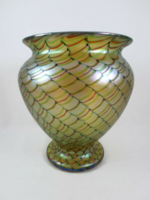 Vintage Large Orient & Flume 1982 Art Glass Iridescent Gold Vintage Large Orient & Flume 1982 Art Glass Iridescent Gold