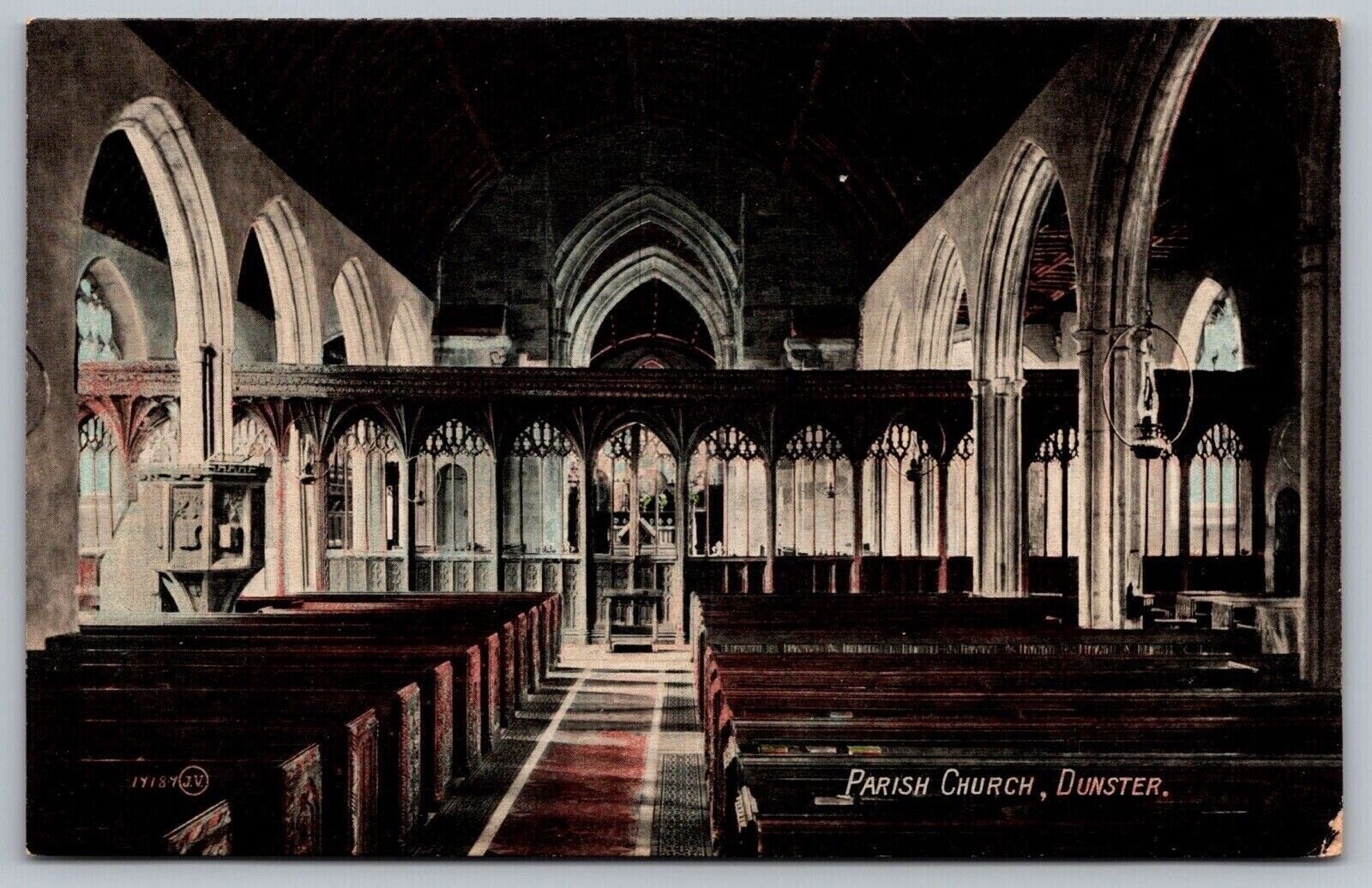 Dunster England Parish Church Interior Historic Landmark UDB UNP Postcard