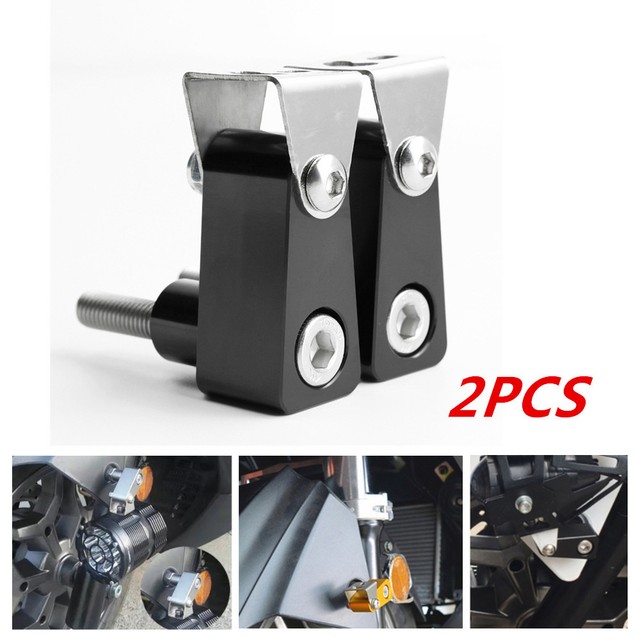 2xM8 Bolt Black Motorcycle Head Fog LED Light Bracket Mounting Post