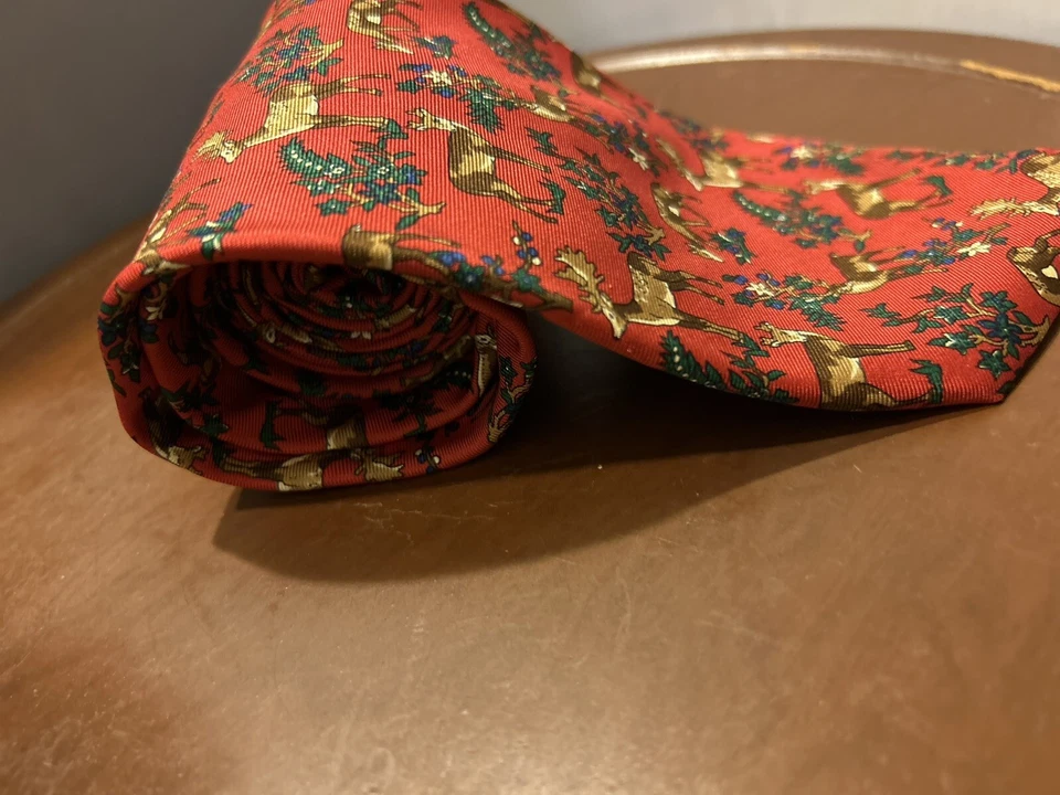 Corbata de colección National Wildlife Federation para hombre roja Navidad reno novedad Foto 4 de 4