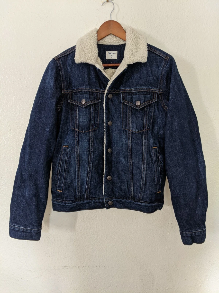 Gap denim sherpa fur lined hand warmer Trucker snap Cone Jacket