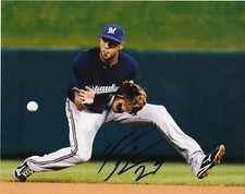 YADIEL RIVERA  MILWAUKEE BREWERS   ACTION SIGNED 8x10