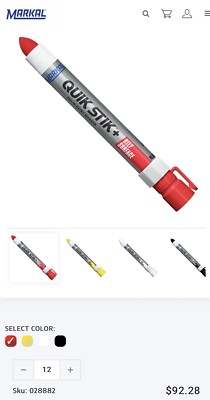 BRAND NEW! LOT OF 12 MARKAL QUIK STIK PLUS SERIES MINI OILY SURFACE *RED* 28772