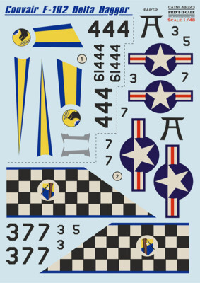 Print Scale 48-243 - 1/48 - Convair F-102 Delta Dagger Part 2 Decal for aircraft