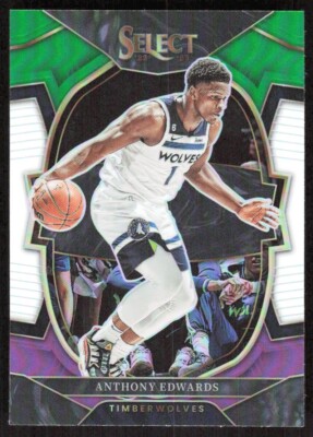 2022-23 1050E Panini Select Green PURPLE Prizms Anthony Edwards Minnesota