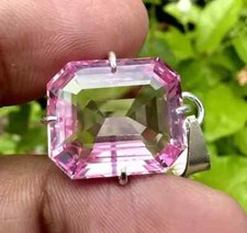 Natural 35 Ct Padparadscha Sapphire Certified Loose Gemstone 925 Silver Pendant
