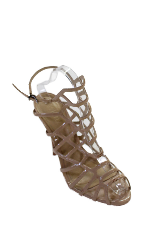 Schutz Womens Stiletto Patent Leather Strappy Sandals Brown Size 40
